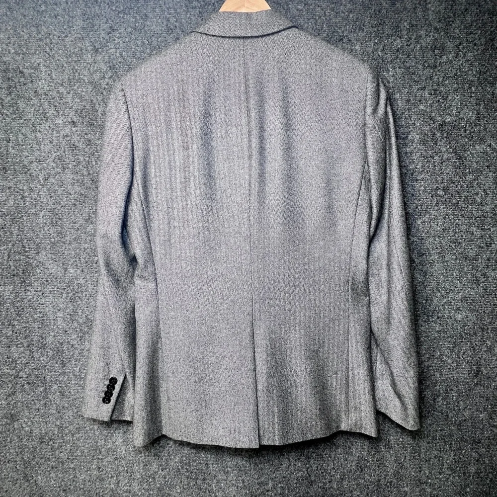 Banana Republic Mens 38R Slim Fit Grey Herringbone Marzotto Wool Blazer 376857